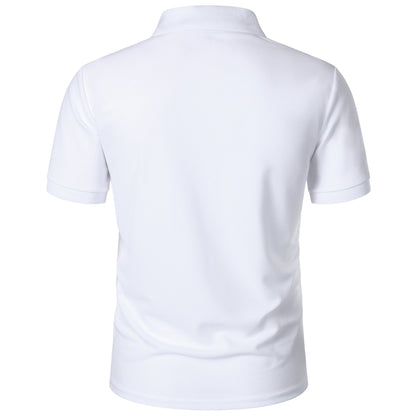 Men's solid color short-sleeved button-down lapel T-shirt casual top