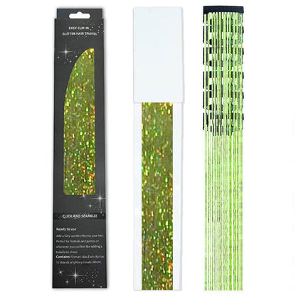 6/12 peças de tic-tac de cabelo sintético, peça única, extensões de cabelo com brilho feminino, kit de enfeites de cabelo, peruca brilhante resistente ao calor