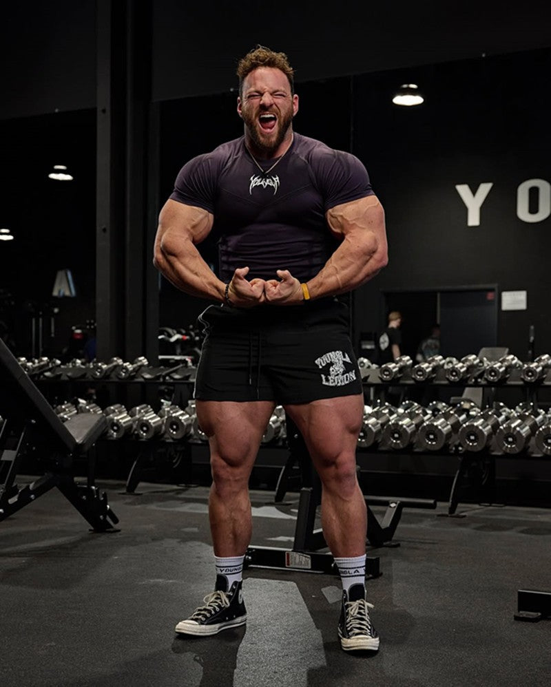 New YOUNG LA Men's Fitness Sports T-shirt Tights Men High Elastic Training Clothing Short Sleeve Tops Fitness Thirts For Men