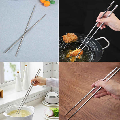 Varetas de Culinária Longas para Cozinha, Hashi de Metal, Utensílios de Cozinha, Hashi Doméstico, Prático