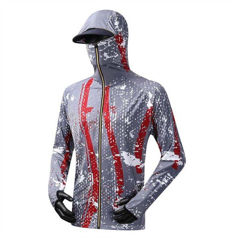 Moletom Profissional de Pesca com Máscara Anti-UV Protetor Solar Roupas de Proteção Solar Camisa de Pesca Respirável Secagem Rápida Camisa de Pesca