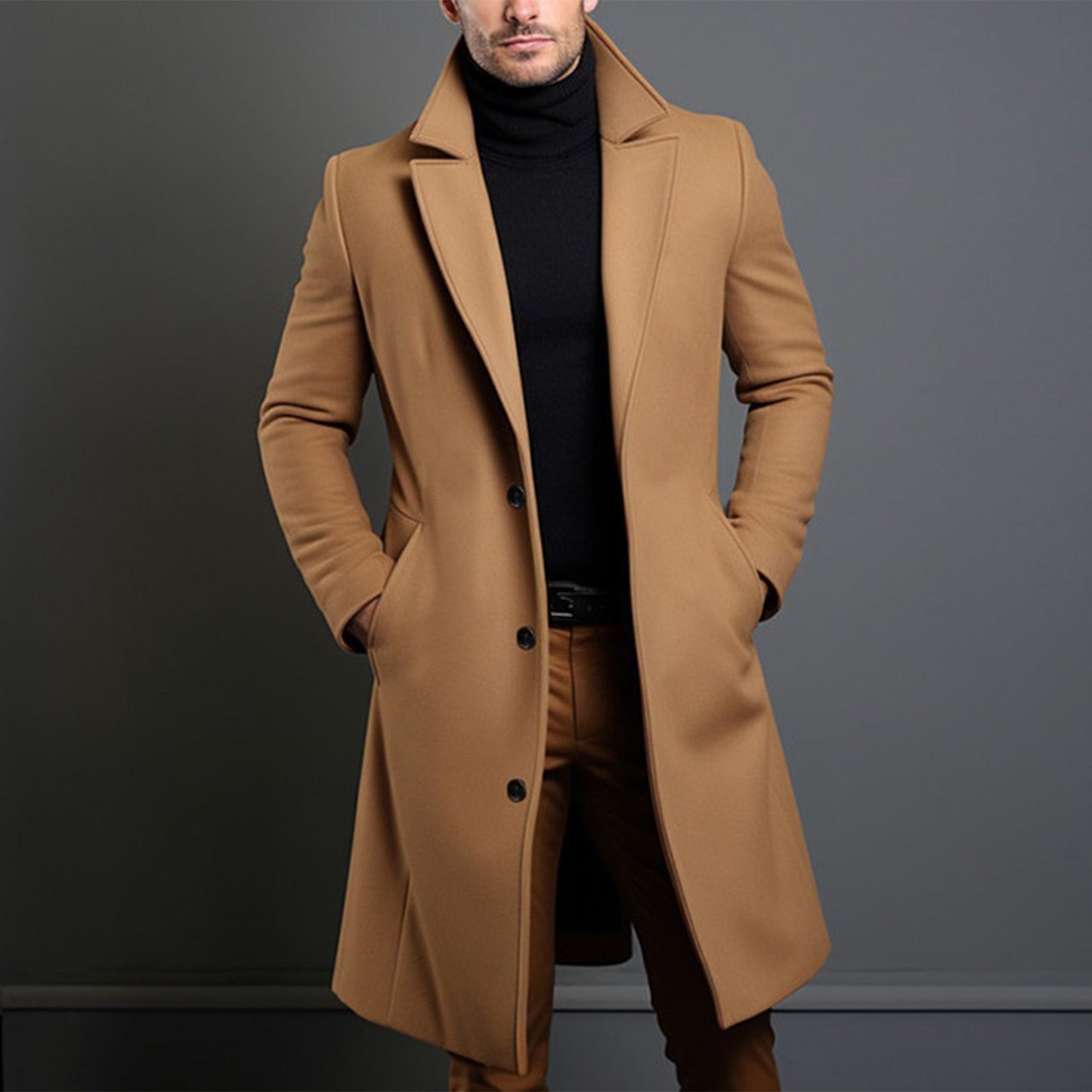 Men Winter Autumn Overcoat Classic Lapel Overcoat Business Outerwear n Formal Daily Wear