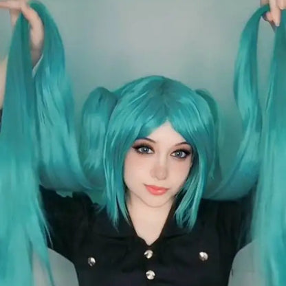 HAIRJOY Cabelo Sintético VOCALOID Sakura Hatsune Miku Longas Rabos de Cavalo Peruca Verde Cosplay