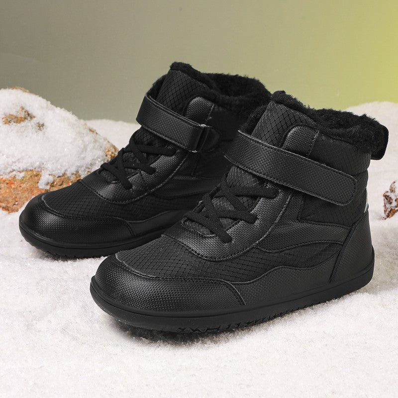 New Children's wide toe barefoot snow boots Little/Big/Kid Wide Toe Minimalist Sneakers Girls waterproof high-top cotton shoes