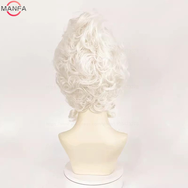 Perucas de Cosplay Maria Antonieta Princesa Médio Encaracolado Resistente ao Calor Peruca de Cabelo Sintético + Touca de Peruca