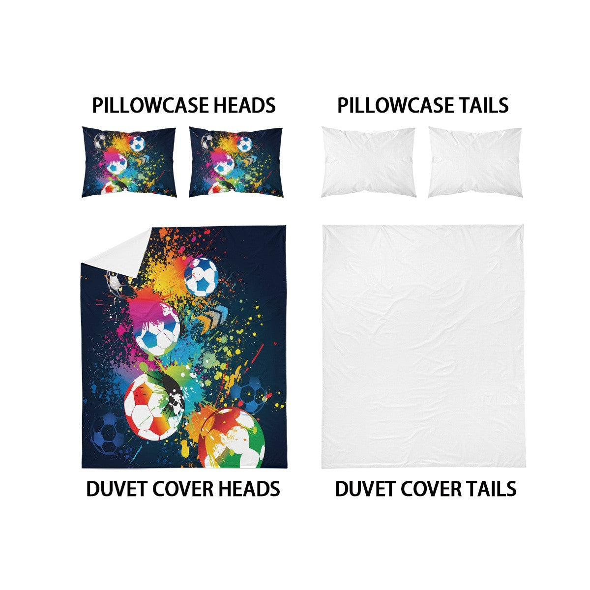 3-piece set, colorful football pattern printed duvet set, queen, king, double bed, party  funny and creative bedding set