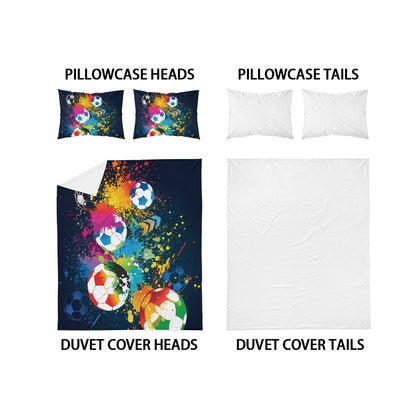 3-piece set, colorful football pattern printed duvet set, queen, king, double bed, party  funny and creative bedding set