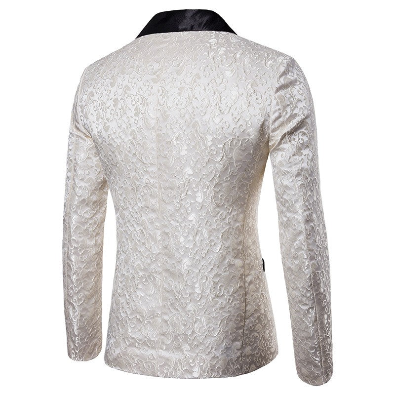 Men's Floral Party Dress Suit Stylish Dinner Jacket Bartender Wedding Blazer Holiday Gifts Prom Tuxedo Men's Coat Jacket
