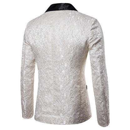 Men's Floral Party Dress Suit Stylish Dinner Jacket Bartender Wedding Blazer Holiday Gifts Prom Tuxedo Men's Coat Jacket