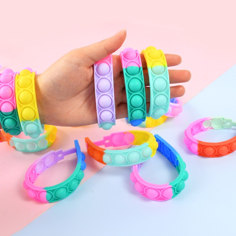 12Pcs Pop Bubble Bracelets Kids Fidget Sensory Toys Gift Children Birthday Party Favors Goodie Bag Pinata Filler Stress Relief