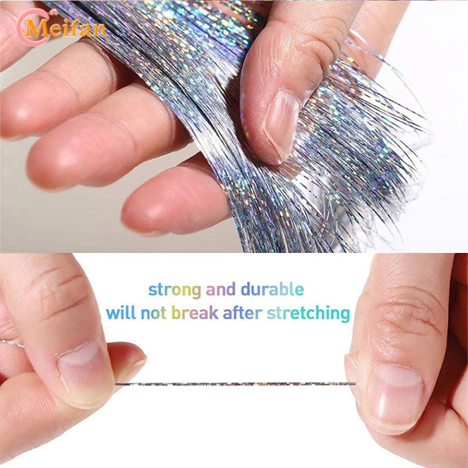 12 peças/conjunto de enfeites de cabelo com presilha, extensões de cabelo sintéticas brilhantes cintilantes, acessórios de cabelo para festa com efeito fada