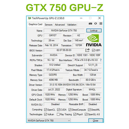 Placa de Vídeo MLLSE GTX 750Ti 4GB GDDR5 128Bit HDMI DVI VGA PCI-E 3.0 Geforce GPU Gtx 750ti para Jogos Placa De Video