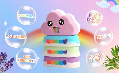 1/4 unidades de bombas de banho arco-íris, conjunto de presente, bombas de banho orgânicas feitas à mão para crianças e meninas, bomba efervescente natural para banho de espuma infantil