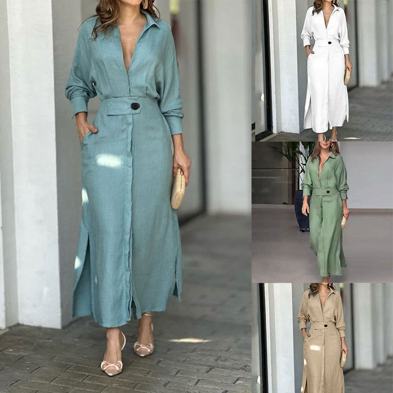 Fashion Spring Overalls Sundress Women 2025 Autumn Dress Casual Elegant longSleeve Baggy Work Vestidos Kaftan Maxi Long Dress
