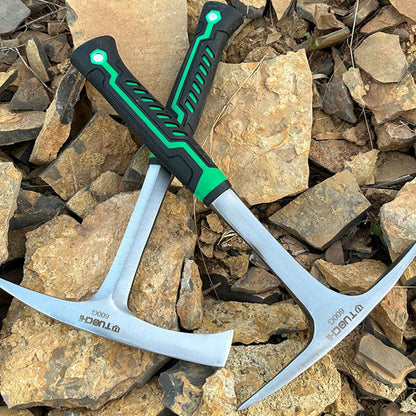 Martelo de exploração de mineração de pedra, martelo picareta de cabeça chata para acampamento, escalada, sobrevivência e aventura ao ar livre