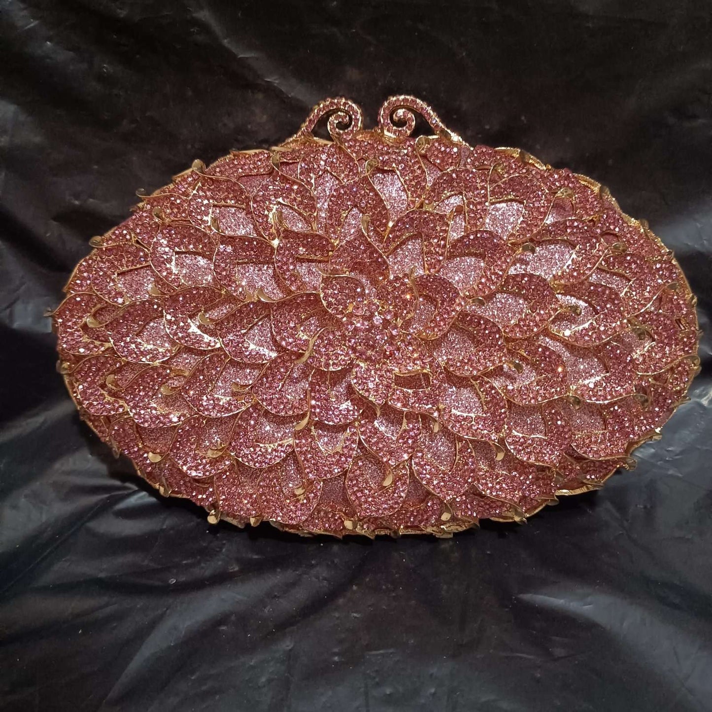 Luxury Women Pink Flower Clutch Bags Stone Evening Bags Bridal Rhinestone Handbags Wedding Clutches Bags Dinner Minaudiere Purse