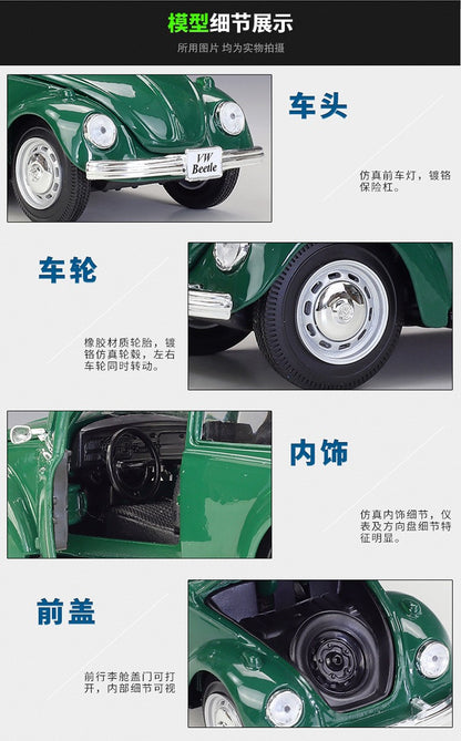 Maisto Diecast 1:24 Scale Volkswagen Beetle Alloy Retro Vintage Car Model Ornaments Collection Souvenir Ornaments Display