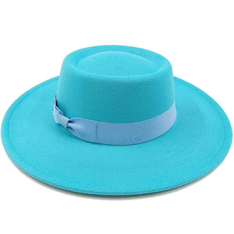 Chapéu Fedora unissex de inverno, superfície circular côncava e convexa, chapéu de jazz de feltro liso, elegante para homens e mulheres.