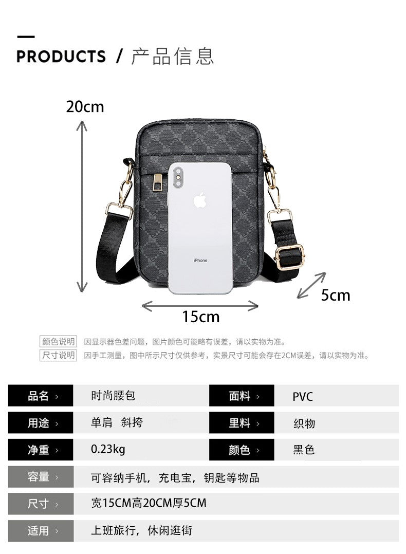 Luxury Designer Men Small Shoulder Bag PU Leather Messenger Crossbody Phone Bag For Men Vintage Style Men Handbag Bag Bolsa Sac