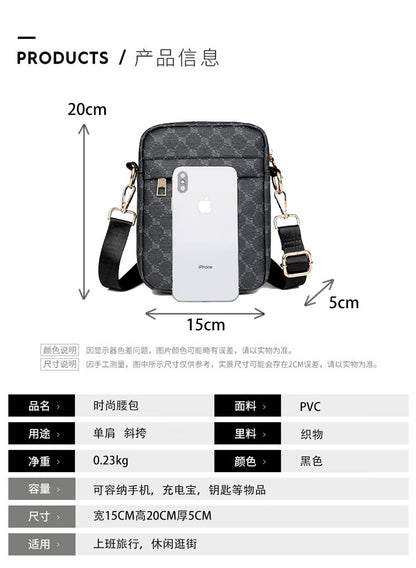 Luxury Designer Men Small Shoulder Bag PU Leather Messenger Crossbody Phone Bag For Men Vintage Style Men Handbag Bag Bolsa Sac