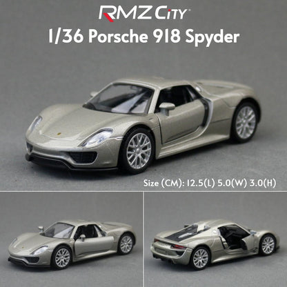 1/36 Porsche 911 GT3 918 Spyder Taycan Carro de Brinquedo de Corrida Modelo RMZ CiTY Metal Fundido Miniatura Coleção Presente Para Meninos Crianças
