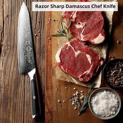 Facas de chef Sunnecko Damascus 1-7 peças/conjunto Faca de corte de carne de aço VG10 de alto carbono Faca de cozinha de corte utilitária ultra afiada