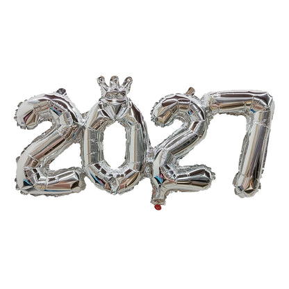 Gold Silver Crown 2027 Number Foil Balloons New Year 2027 Christmas Decorations New Year Party Supplies