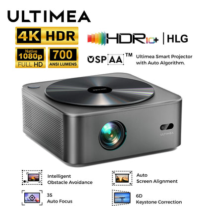 Projetor ULTIMEA Apollo P40 Full HD 1080P Nativo, Suporte a 4K, Projetor de Cinema Doméstico Inteligente com WiFi, Bluetooth e Foco Automático