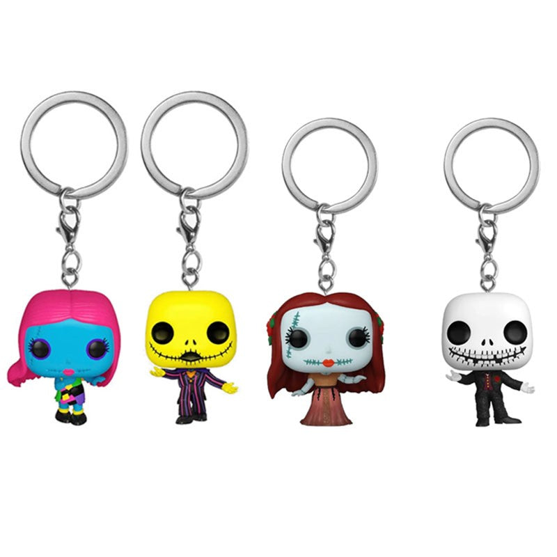 The Nightmare Before Christmas 2 PACK Sally & Jack Skellington Pocket Keychain Vinyl Action Figure Collection Model Doll Toy