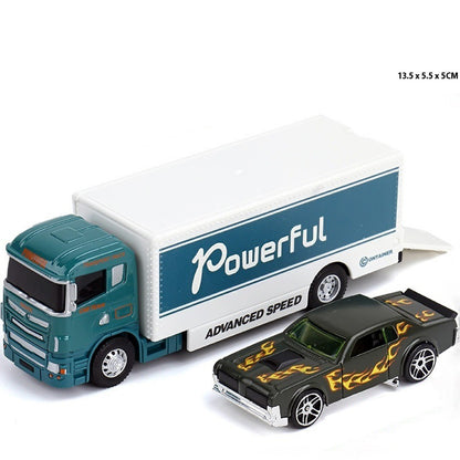 Minicaminhão de Reboque de Contêiner 1:64 Brinquedo Modelo de Liga Série de Carros Diecast com Veículos de Metal de Fricção Modelo Clássico Presente Infantil
