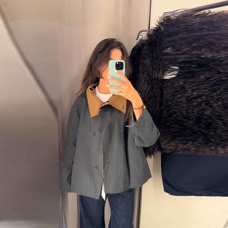 ? Fashion Double Sided Solid Jacket Women Lapel Collar Single Breasted Long Sleeve Coats 2025 Autumn New Lady Utility Outerwear