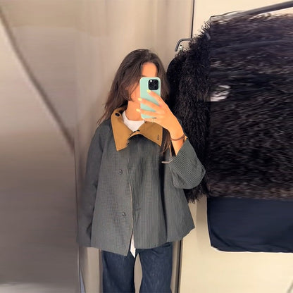 ? Fashion Double Sided Solid Jacket Women Lapel Collar Single Breasted Long Sleeve Coats 2025 Autumn New Lady Utility Outerwear