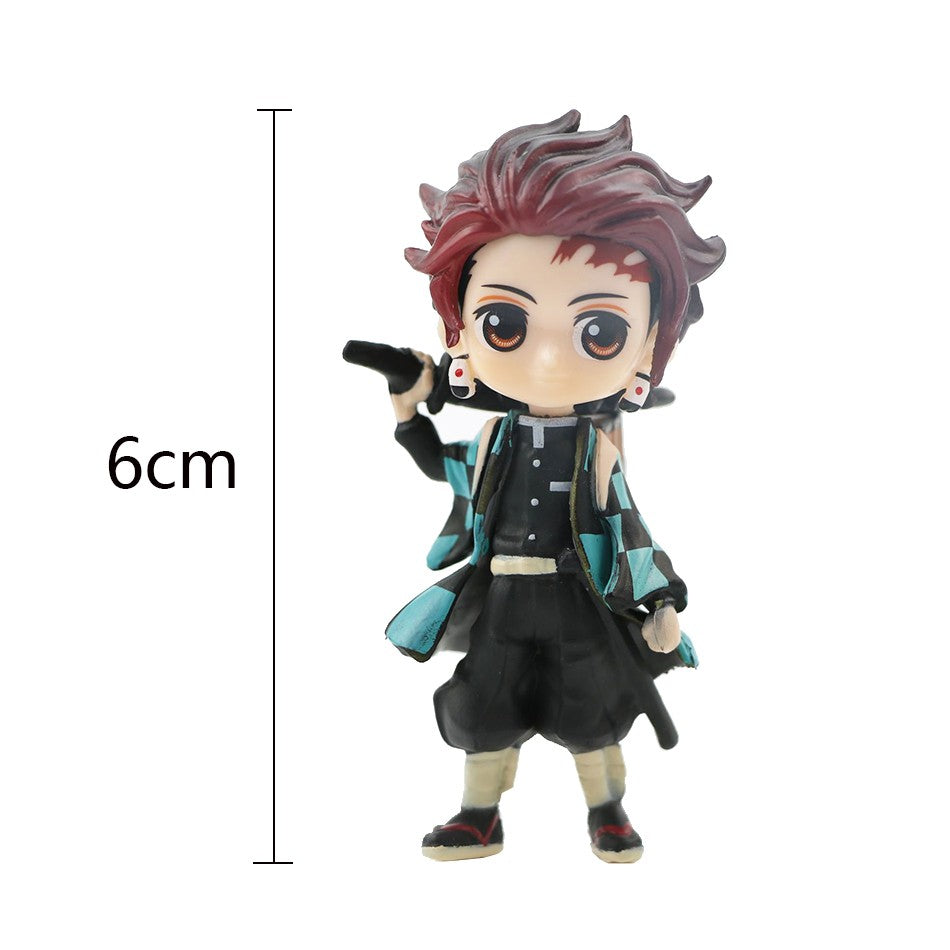 6 unidades/12 unidades/conjuntos Q Posket Atacado de Miniaturas Demon Slayer Kimetsu No Yaiba Pequenas Bonecas de PVC Decoração de Mesa