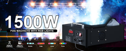 U'King 1500w Fog Machine RGB 3IN1 24LED Vertical Smoke Machine Stage Lighting  Spray Fogger For Halloween Wedding Disco Party