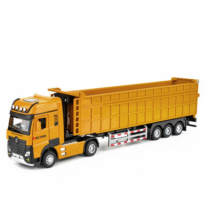 1:50 Miniatura de Caminhão Basculante Brinquedos Modelo 3 Portas Aberto Veículo de Engenharia Estendido Luz Som Carro Meninos Presente de Festival