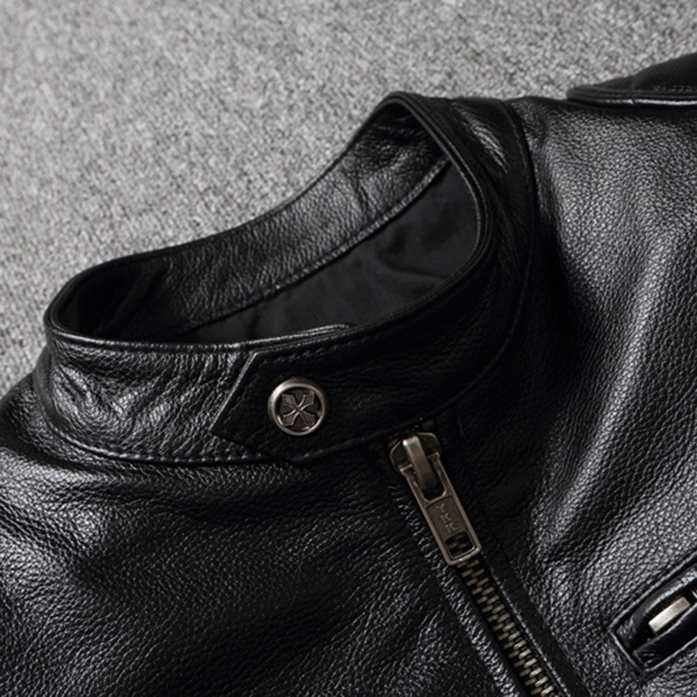 Men Imatition Leather Retro Stand Collar Jacket PunkStyle Coat Motorcycle Clothe