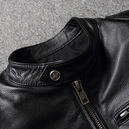 Men Imatition Leather Retro Stand Collar Jacket PunkStyle Coat Motorcycle Clothe