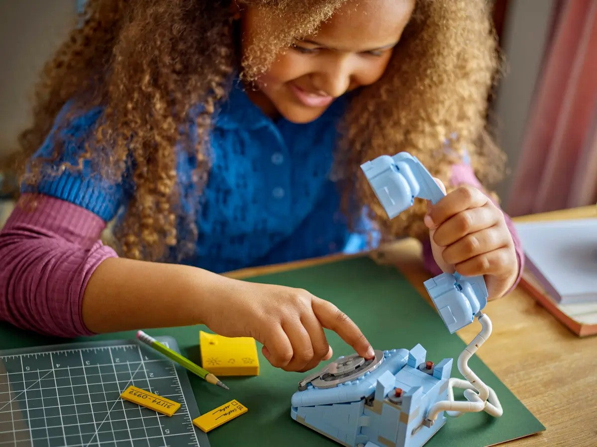 Lego telefone retrô blocos de montar brinquedos decoração de mesa para casa fácil de montar brinquedos educativos infantis presentes de feriado