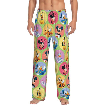 Custom Print Mickey Mouse Donald Duck Pajama Pants Men Sleep Sleepwear Bottoms with Pockets