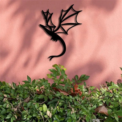 Dragon Metal Wall Art, Gift for Dragon Lovers, Room Decoration, Legend Cave Fantasy Art, Metal Mural Indoor and Outdoor Home Terrace Balcony Decoration,