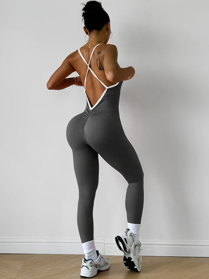 CZGUKE  Girls Pink Sports Jumpsuit Running One Piece Bodysuit Workout Rompers Women Overalls Sportswear Gym Fitness Yoga Suit