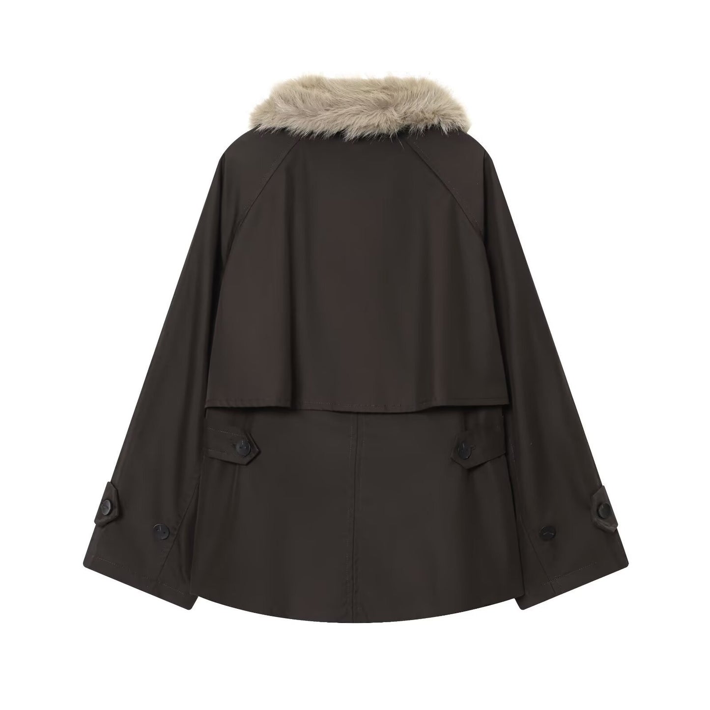 Women's Autumn and Winter Casual Straight Waterproof Parka Jacket with Fur Hem, Warm Zipper Long Sleeve Outwear