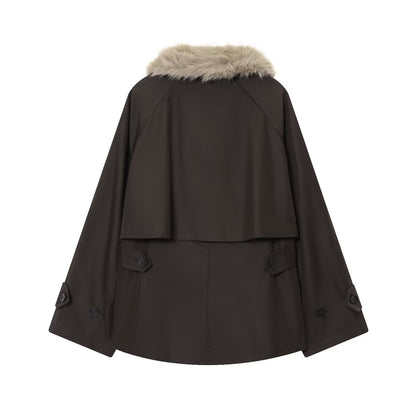 Women's Autumn and Winter Casual Straight Waterproof Parka Jacket with Fur Hem, Warm Zipper Long Sleeve Outwear