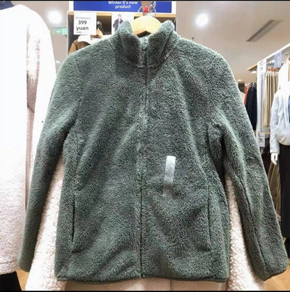 Autumn Winter Women's Long Velvet Fleece Zipper Sleeve Coat Warm Coral Fleece Jacket Full Length Outerwear Comfortable Coat