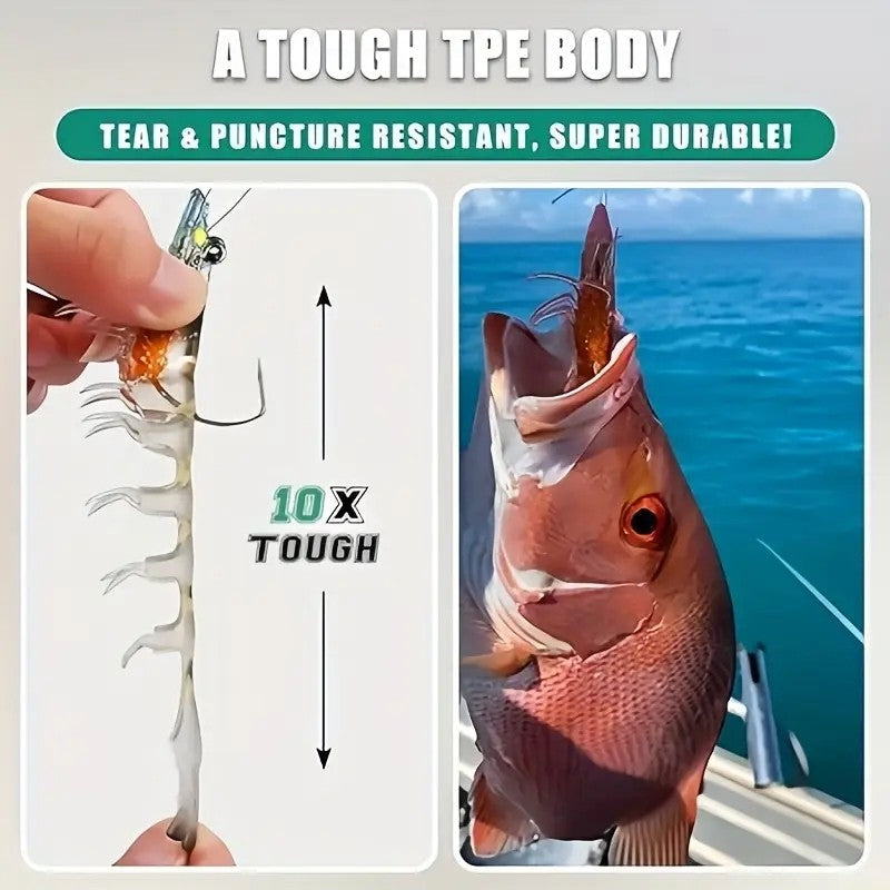 Iscas de Camarão Artificiais Macias e Realistas 9cm 12g, Jigs Luminosos para Pesca de Jigging, Iscas Artificiais para Pesca no Mar, para Peixe Vermelho, Robalo, Camarão, 1 UNID.
