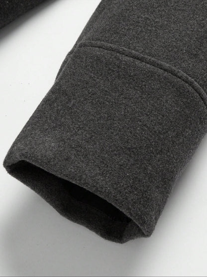 Men's Woolen Overcoat Long Sleeve Solid Casual Jacket with Pockets, Comfortable Daily Wear, Business & Sports Fashion