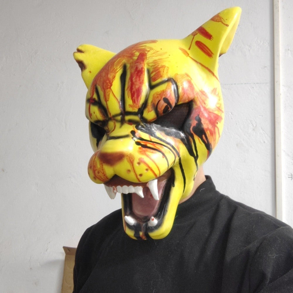 Hotline Miami Tony Tiger Mask Game Cosplay Funny Animal Head Cover Horror Tiger Mask Halloween Party Prop Bloody Tiger Mask