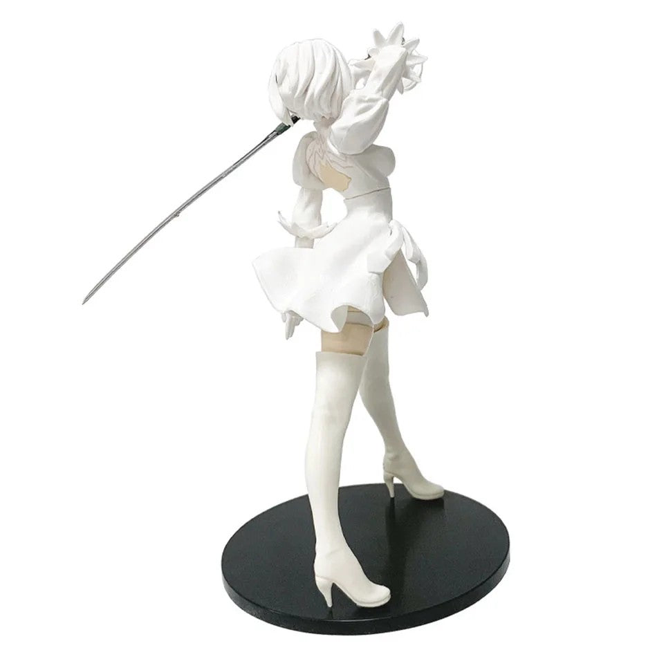 Figura de Anime Yorha 2B Quente de 18CM Série Preto e Branco PVC Colecionável Boneco de Ação Estatueta de Presente