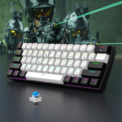 60% wired gaming keyboard, RGB backlight ultra compact mini keyboard, waterproof small compact 61 key keyboard for pc/Mac gamers