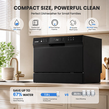 Midea&Comfee Automatic dishwasher, Large capacity dishwasher,6 Place Settings ?Can schedule appointments, multifunctional dishwasher, suitable for large and small kitchens, can be embedded dishwasher, suitable for homes and restaurants